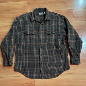 L.L. Bean Men's Dark Green Plaid Button Down Shirt